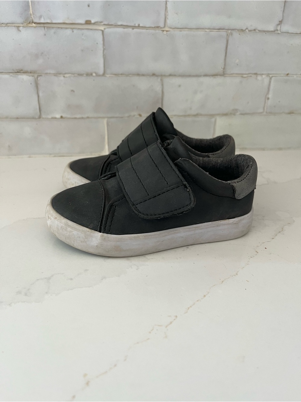 Kids Black Slip-On Sneakers with Strap